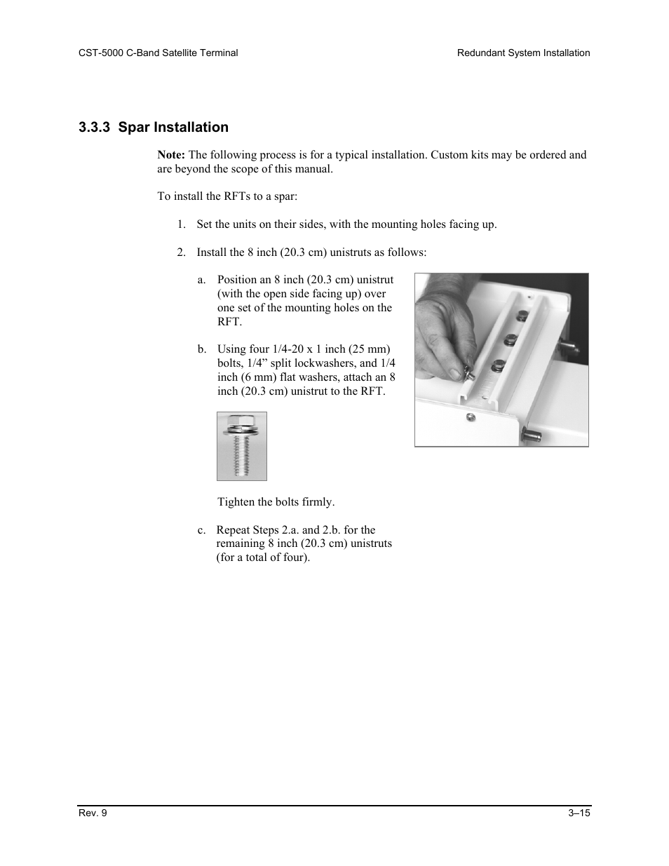 Spar installation, 3 spar installation | Comtech EF Data CST-5000 User Manual | Page 69 / 149