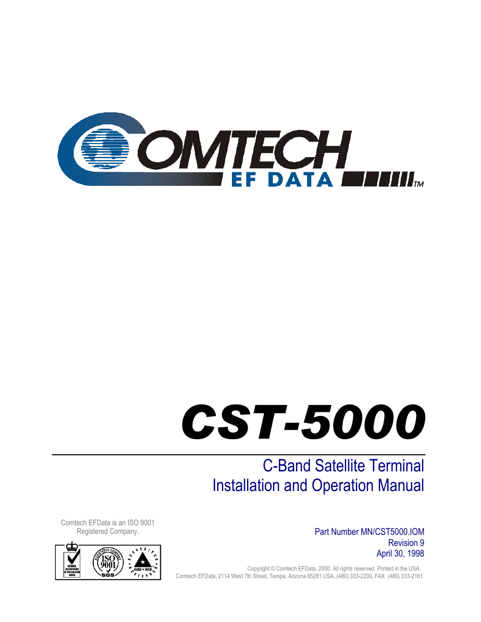 Cst-5000 | Comtech EF Data CST-5000 User Manual | Page 7 / 149