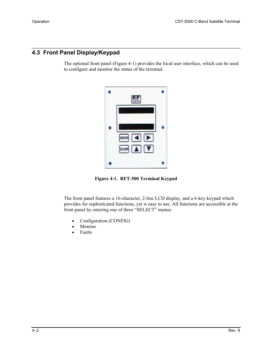 Front panel display/keypad, 3 front panel display/keypad | Comtech EF Data CST-5000 User Manual | Page 77 / 149