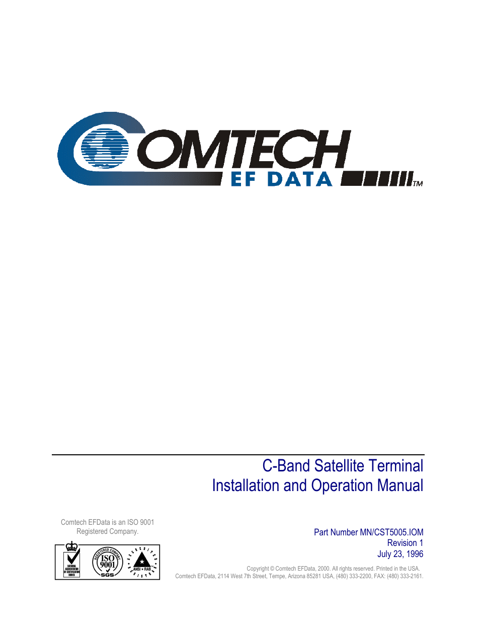 Preface, Cst-5005 | Comtech EF Data CST-5005 User Manual | Page 2 / 108