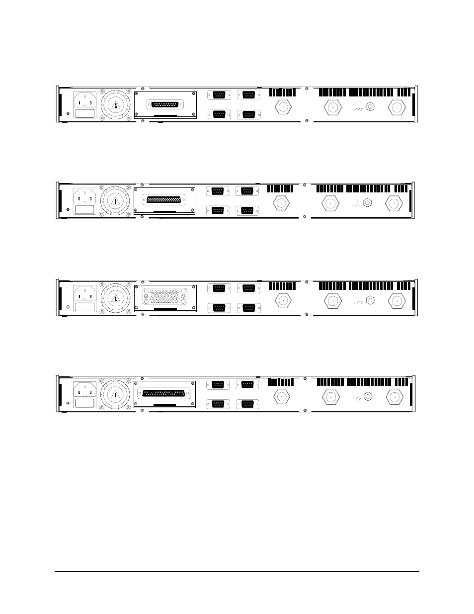 Figure 3-6. basic modem, 25-pin d connector, Figure 3-7. overhead option, 50-pin d connector | Comtech EF Data C5 User Manual | Page 112 / 332