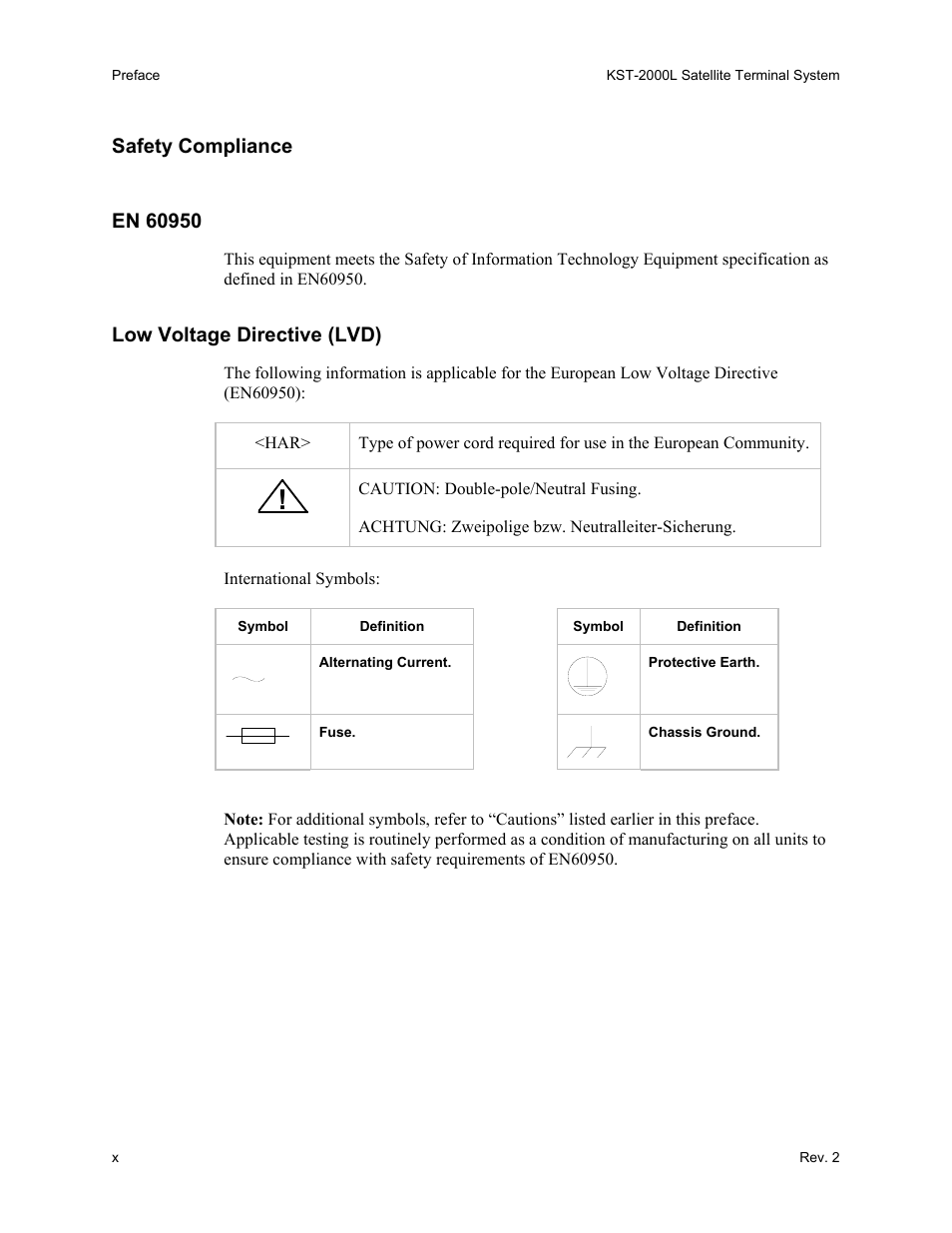 Safety compliance, En 60950, Low voltage directive (lvd) | Comtech EF Data KST-2000L User Manual | Page 12 / 82