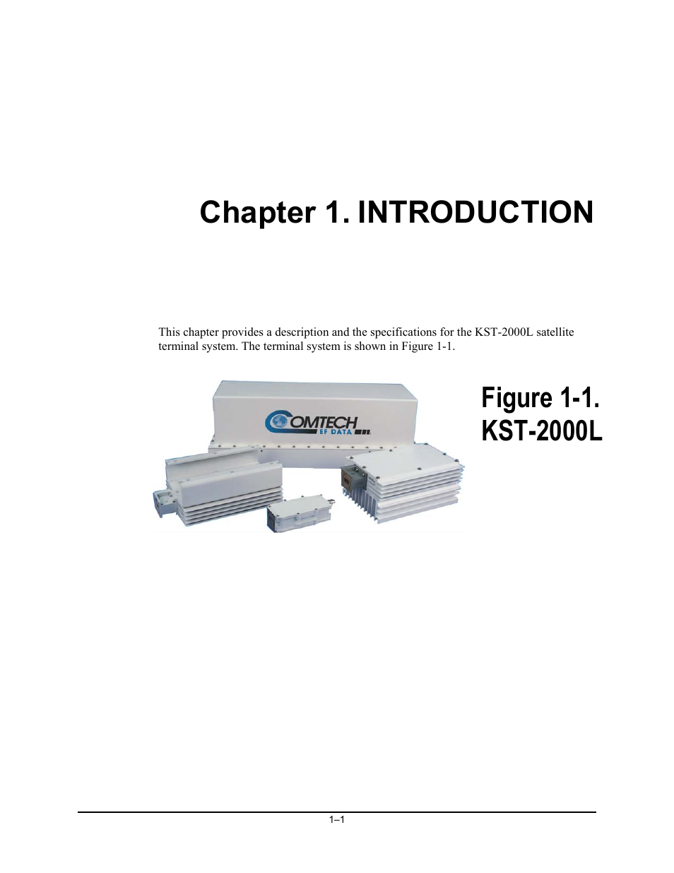 Chp. 1 introduction, Chapter 1. introduction | Comtech EF Data KST-2000L User Manual | Page 15 / 82