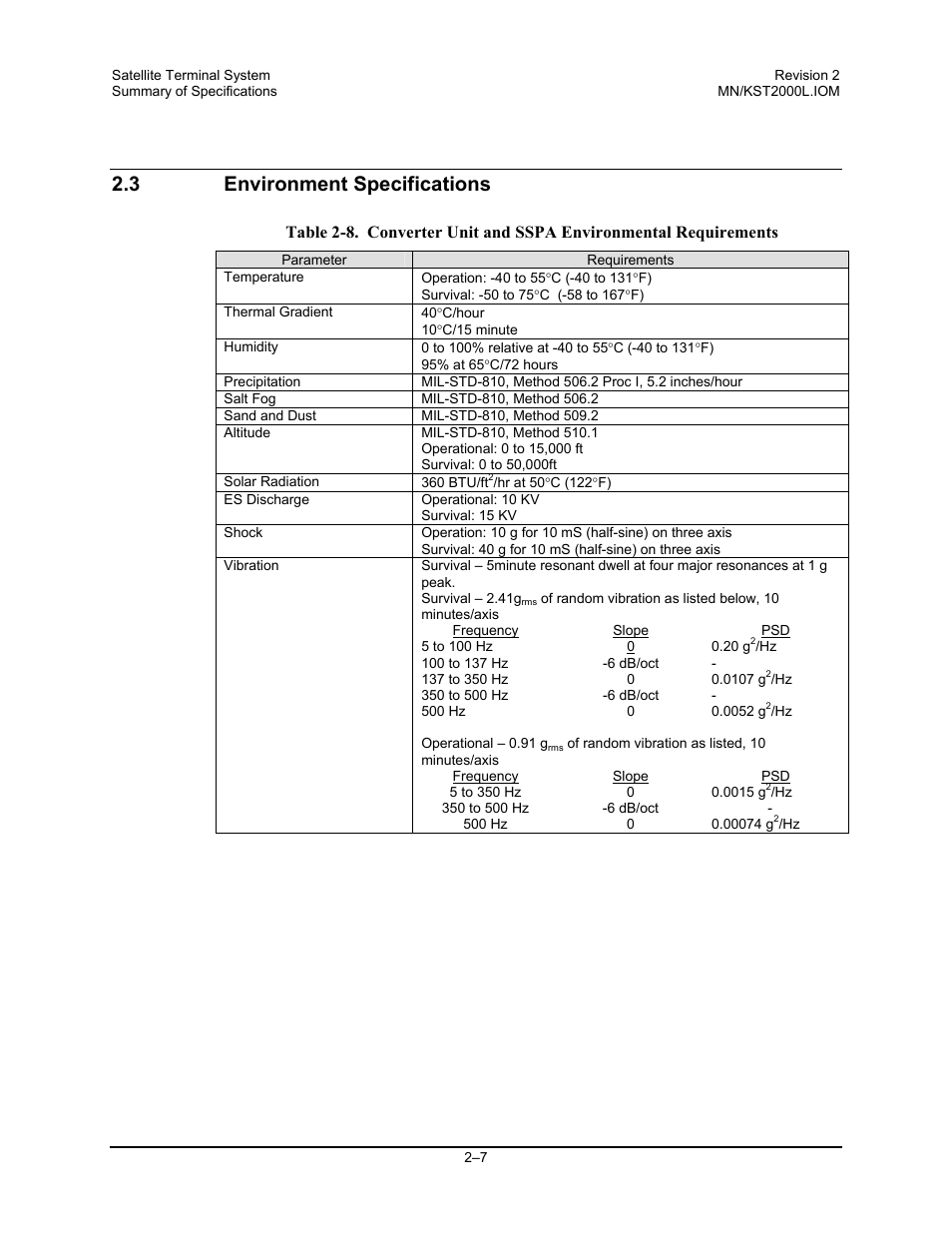 Environment specifications, 3 environment specifications | Comtech EF Data KST-2000L User Manual | Page 27 / 82