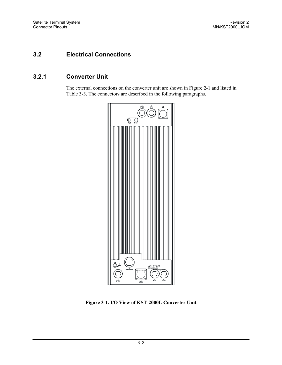 Electrical connections, Converter unit, 2 electrical connections 3.2.1 converter unit | Comtech EF Data KST-2000L User Manual | Page 33 / 82