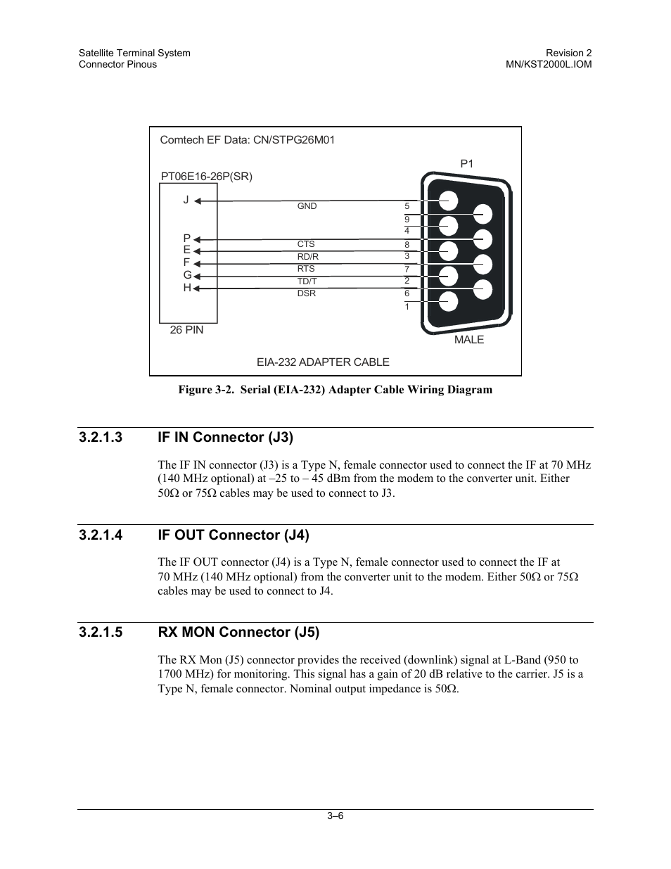 3 if in connector (j3), 4 if out connector (j4), 5 rx mon connector (j5) | Comtech EF Data KST-2000L User Manual | Page 36 / 82
