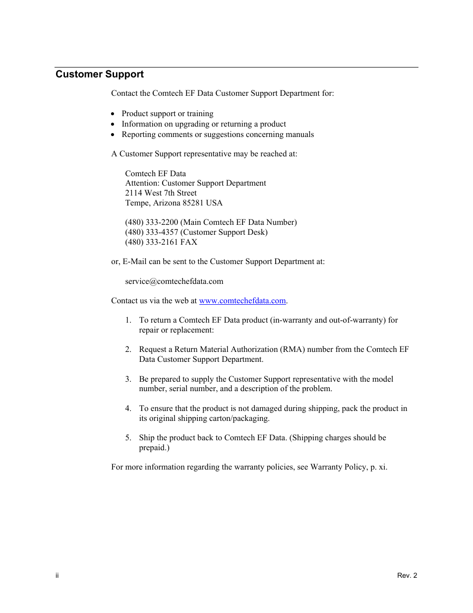 Customer support | Comtech EF Data KST-2000L User Manual | Page 4 / 82