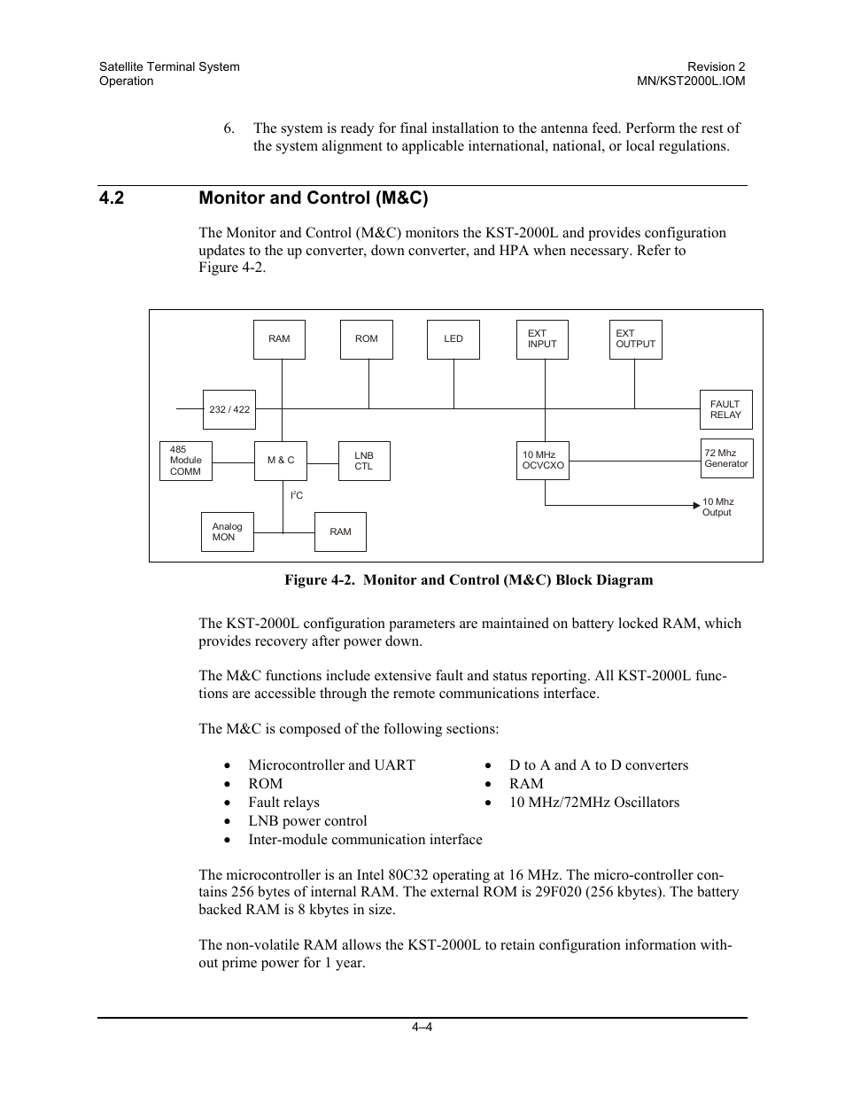 Monitor and control (m&c), 2 monitor and control (m&c) | Comtech EF Data KST-2000L User Manual | Page 42 / 82