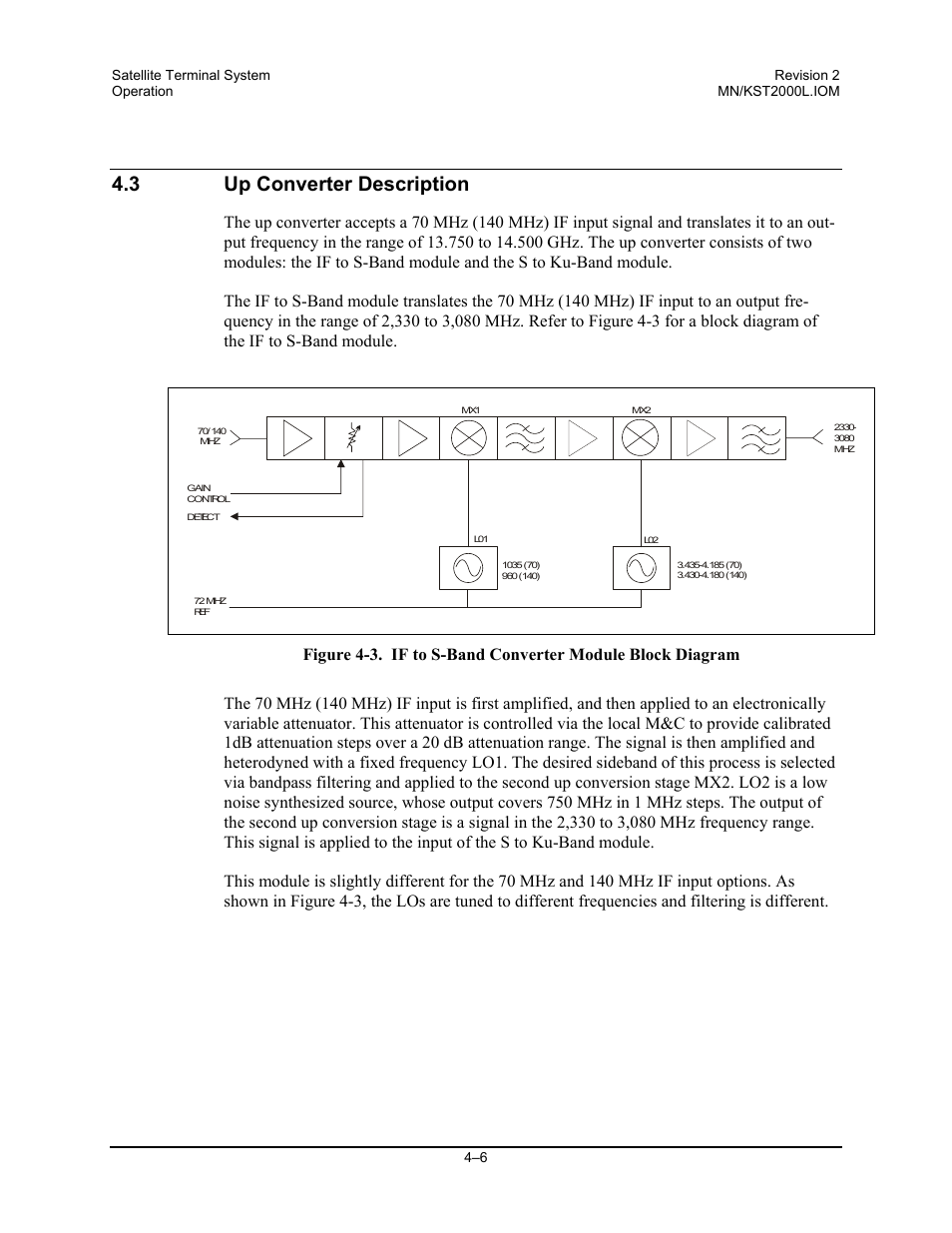 Up converter description, 3 up converter description | Comtech EF Data KST-2000L User Manual | Page 44 / 82