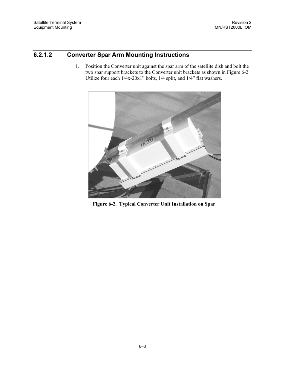 2 converter spar arm mounting instructions | Comtech EF Data KST-2000L User Manual | Page 55 / 82