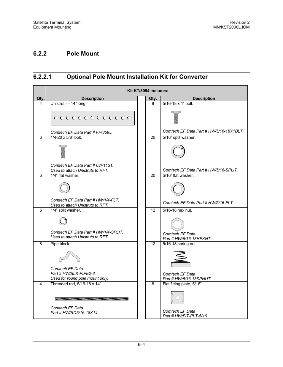 Pole mount | Comtech EF Data KST-2000L User Manual | Page 56 / 82