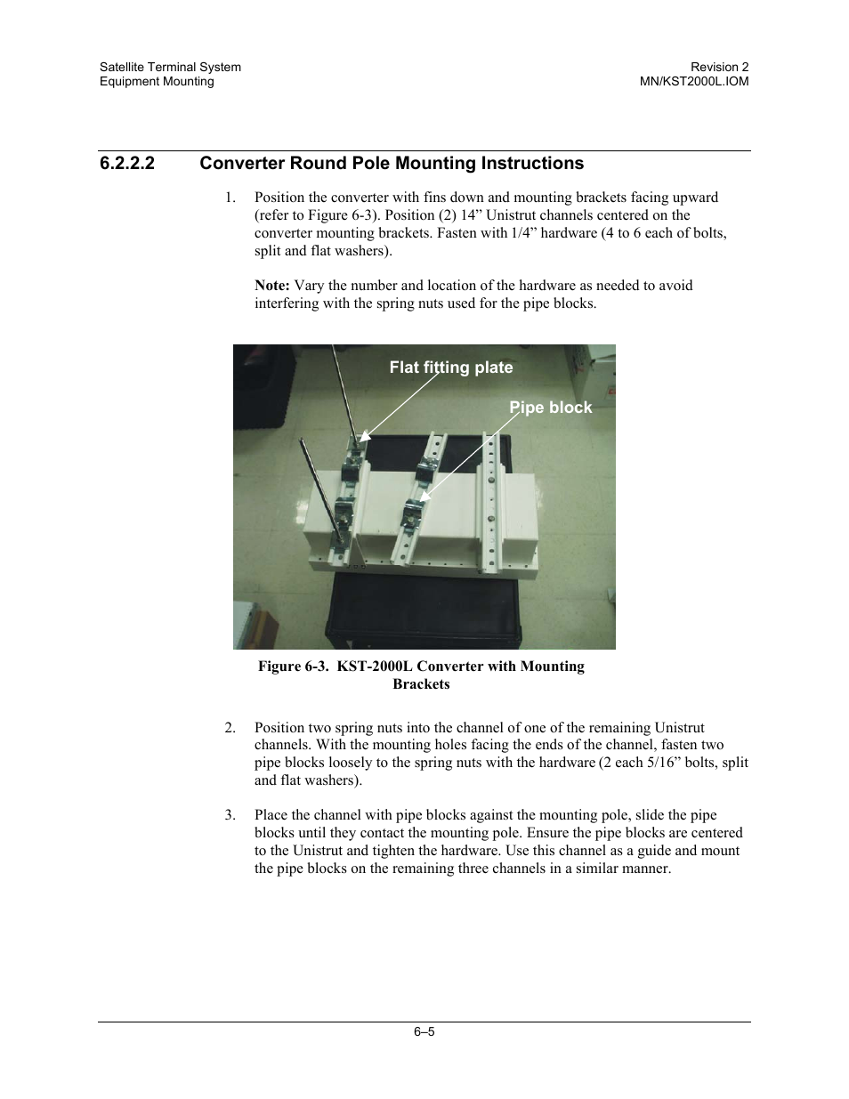 2 converter round pole mounting instructions | Comtech EF Data KST-2000L User Manual | Page 57 / 82