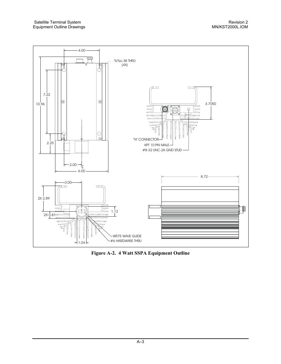 Figure a-2. 4 watt sspa equipment outline | Comtech EF Data KST-2000L User Manual | Page 77 / 82