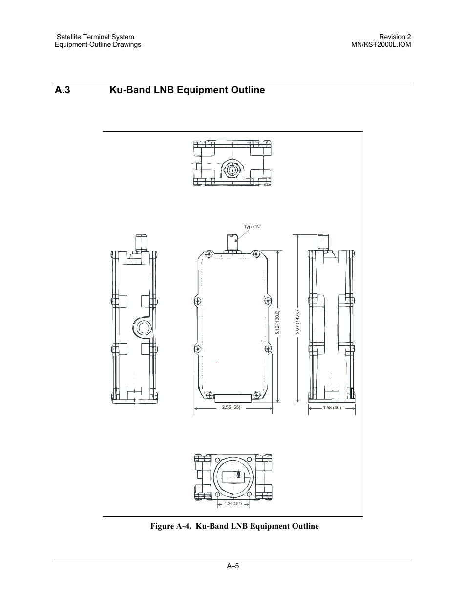 A.3ku-band lnb equipment outline, A.3 ku-band lnb equipment outline, Figure a-4. ku-band lnb equipment outline | Comtech EF Data KST-2000L User Manual | Page 79 / 82