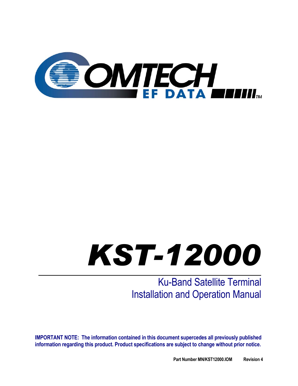 Comtech EF Data KST-12000 User Manual | 122 pages