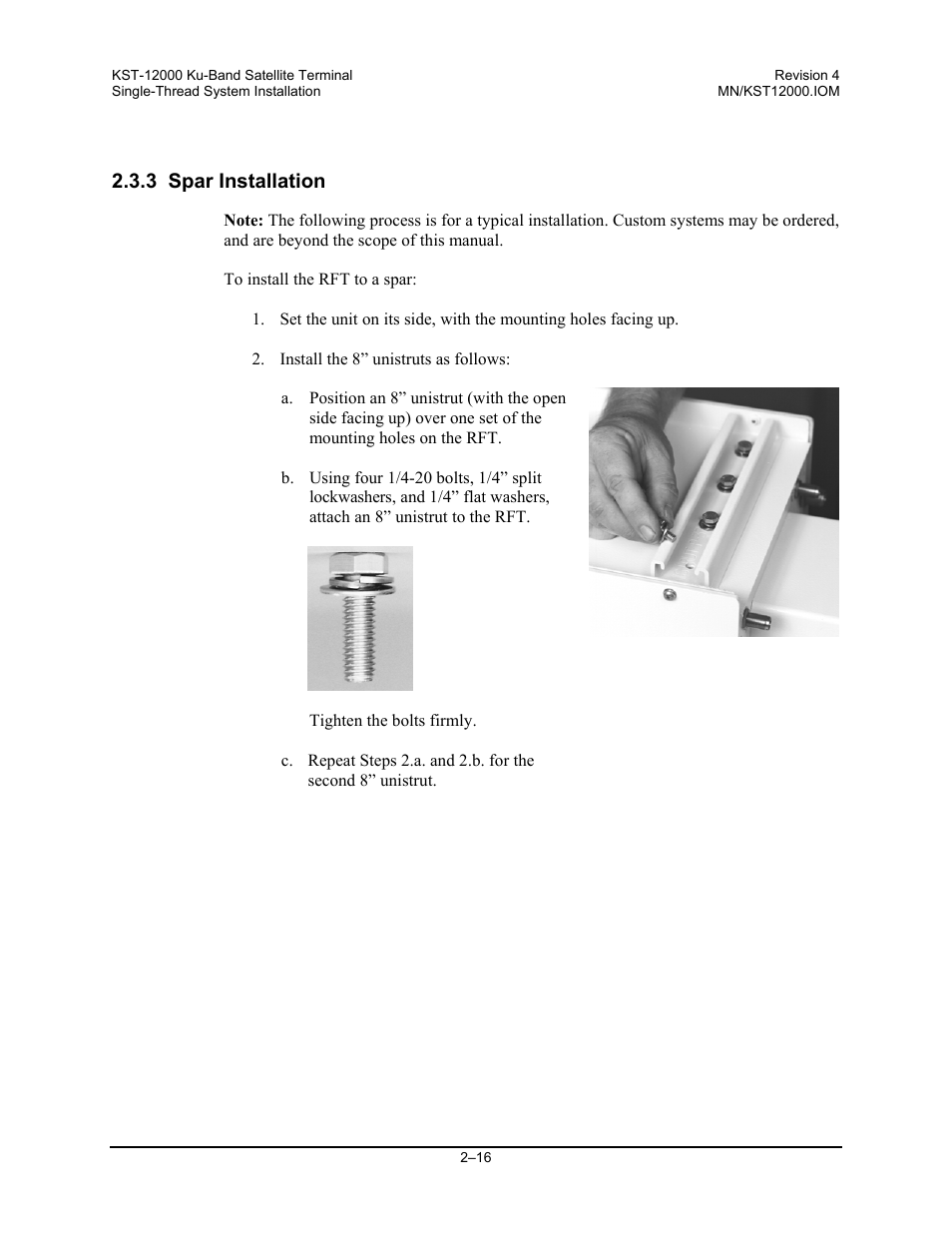 3 spar installation | Comtech EF Data KST-12000 User Manual | Page 44 / 122