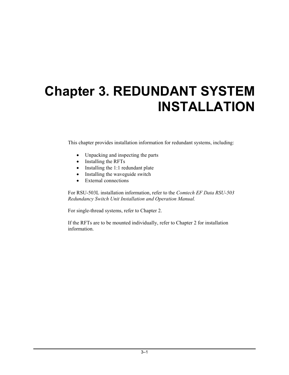 Redundant system installation, Chapter 3. redundant system installation | Comtech EF Data KST-12000 User Manual | Page 53 / 122