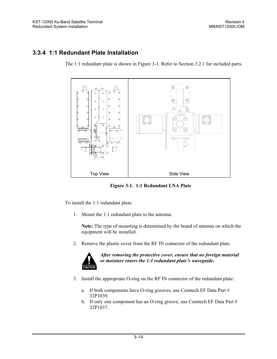 4 1:1 redundant plate installation | Comtech EF Data KST-12000 User Manual | Page 71 / 122