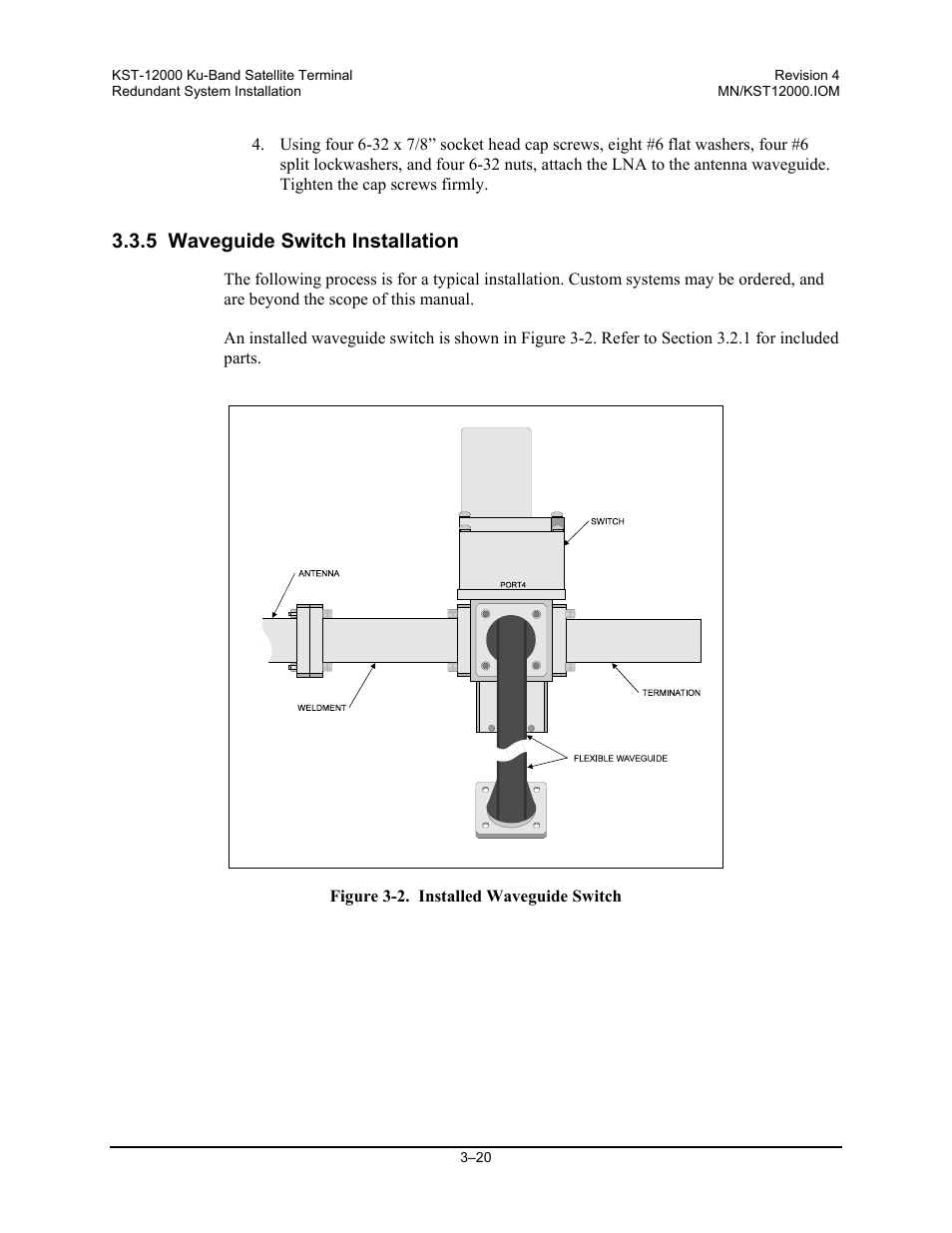 5 waveguide switch installation | Comtech EF Data KST-12000 User Manual | Page 72 / 122