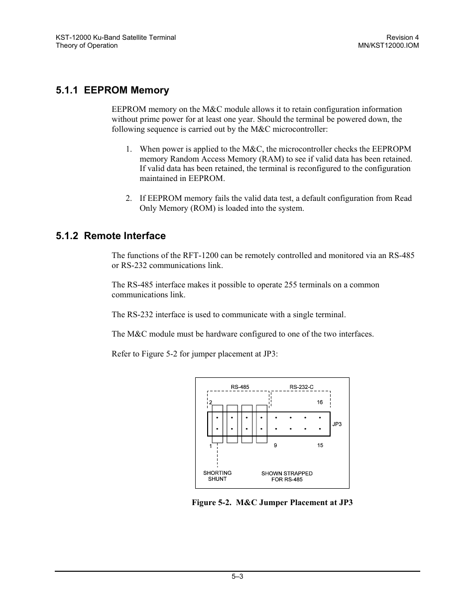 1 eeprom memory, 2 remote interface | Comtech EF Data KST-12000 User Manual | Page 87 / 122