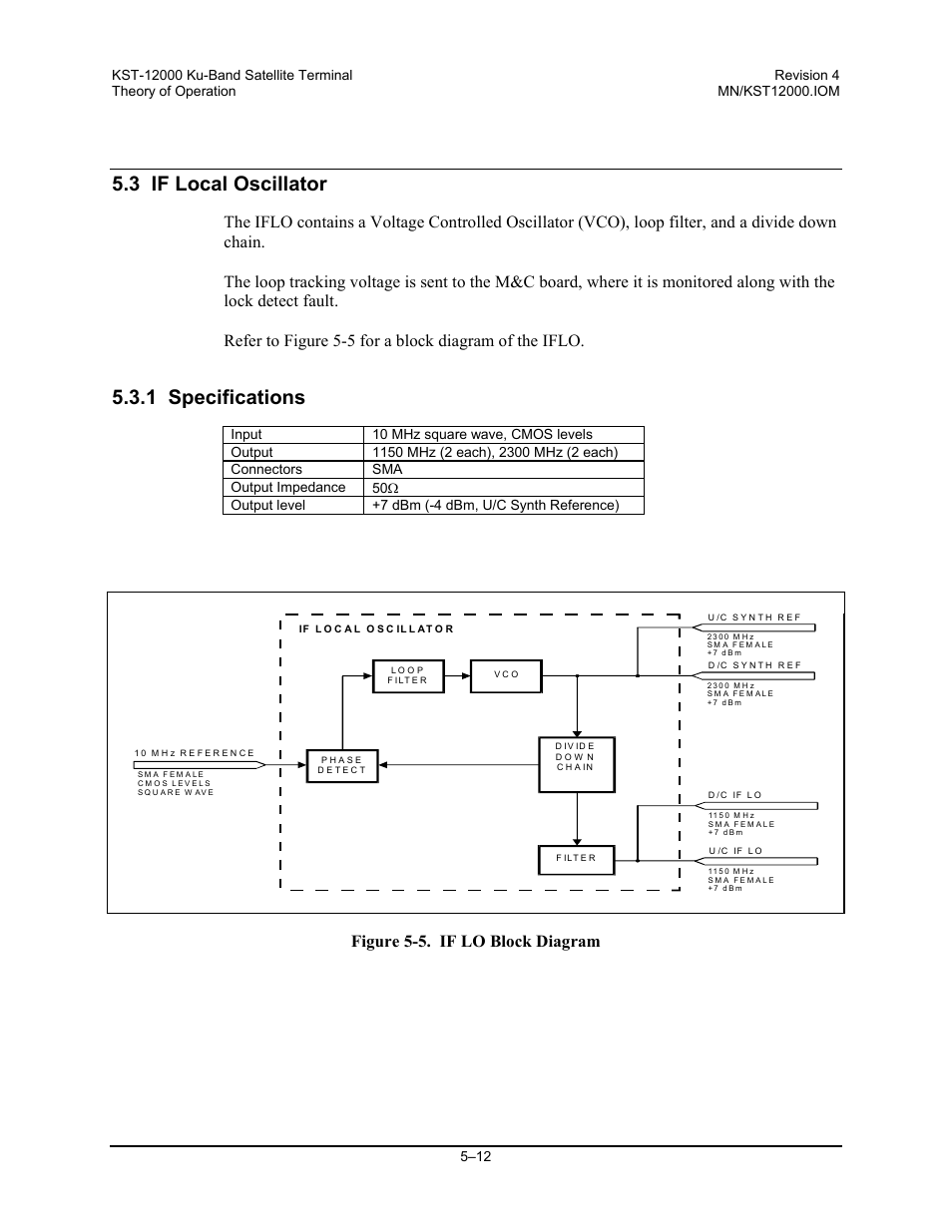 3 if local oscillator, 1 specifications, Figure 5-5. if lo block diagram | Comtech EF Data KST-12000 User Manual | Page 96 / 122