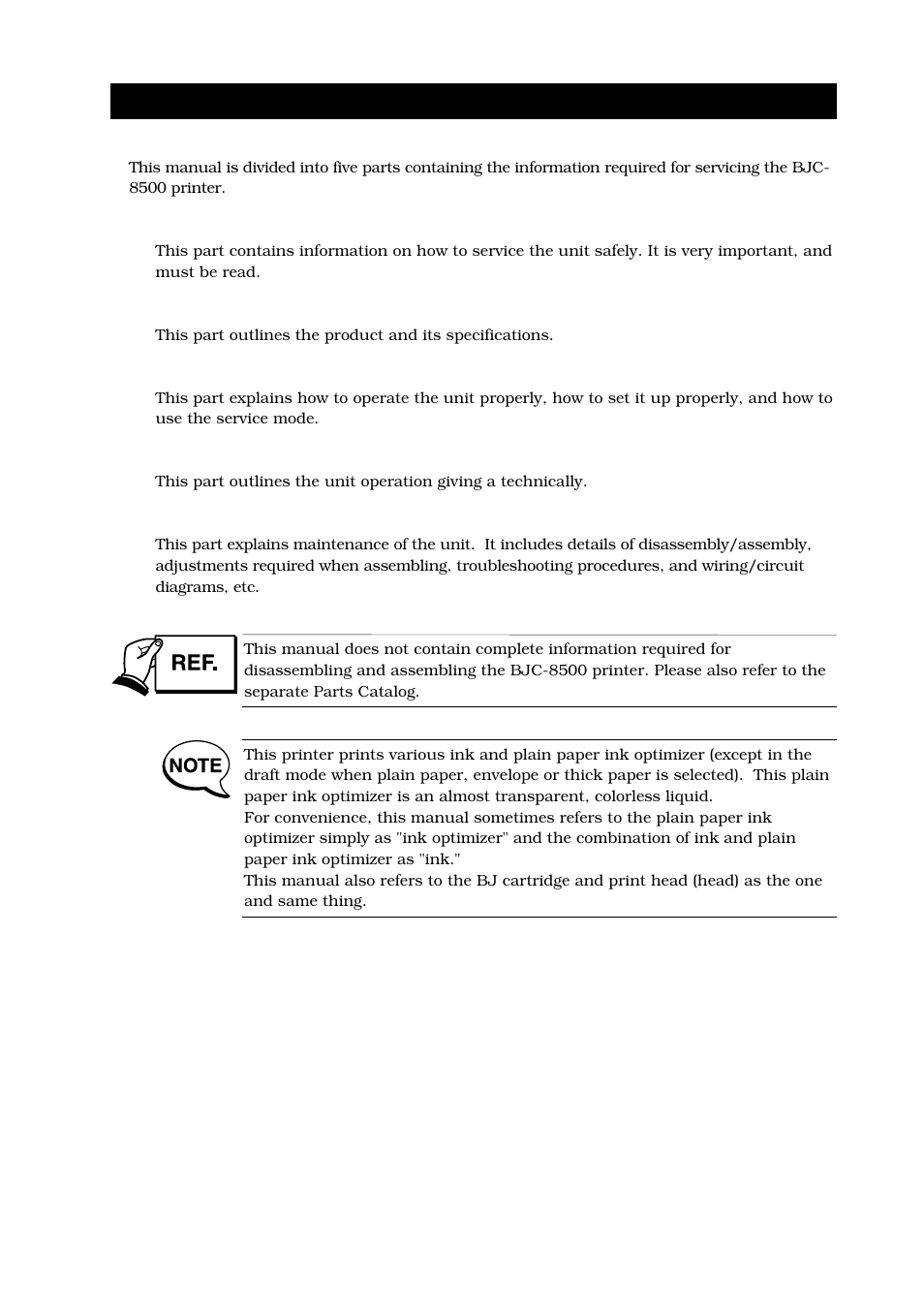 I. about this manual | Canon BJC-8500 User Manual | Page 5 / 13