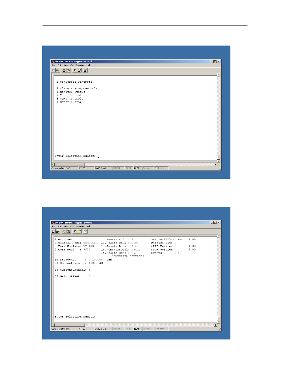 1 terminal main menu, 2 terminal converter controls menu | Comtech EF Data SFC1800A User Manual | Page 52 / 140