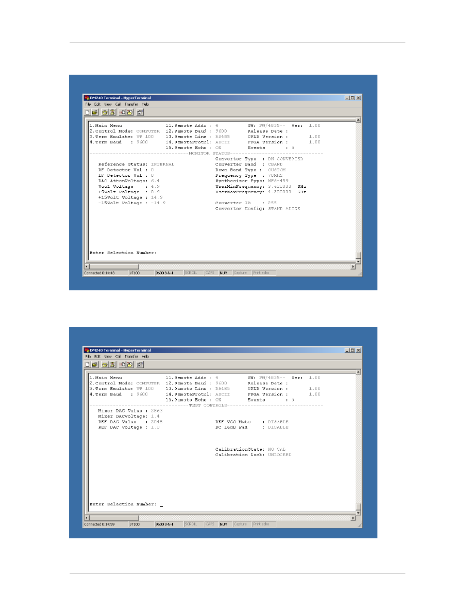 5 terminal monitor status menu, 6 terminal test controls menu | Comtech EF Data SFC1800A User Manual | Page 54 / 140