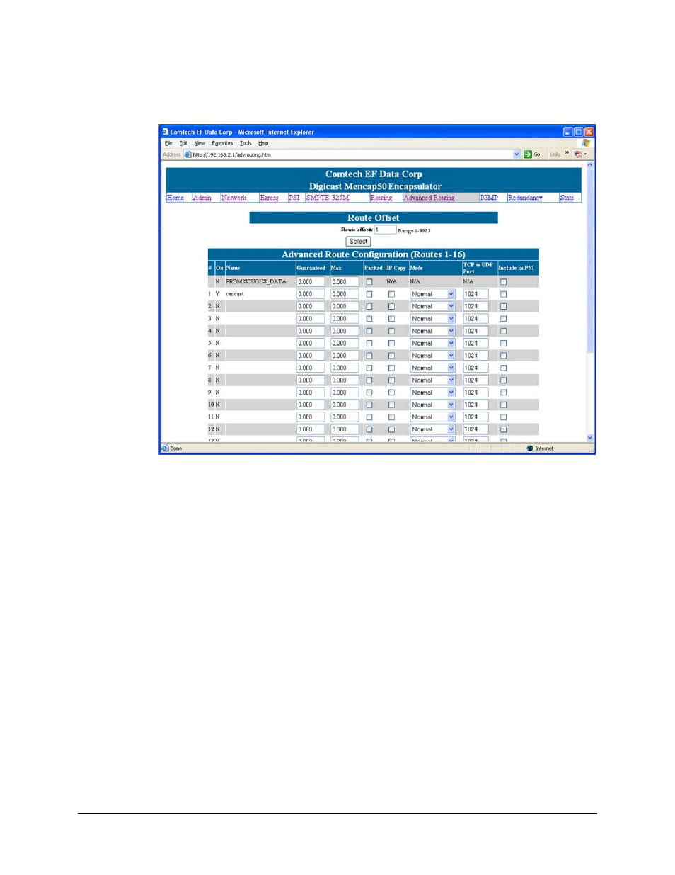 7 advanced route configuration | Comtech EF Data CME-5000 Manual User Manual | Page 52 / 90