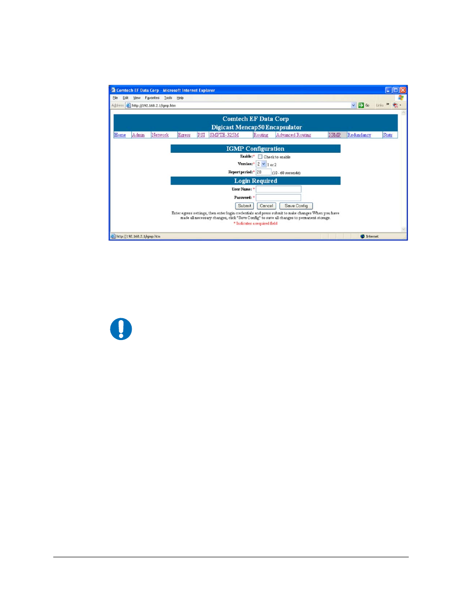 8 igmp configuration | Comtech EF Data CME-5000 Manual User Manual | Page 54 / 90