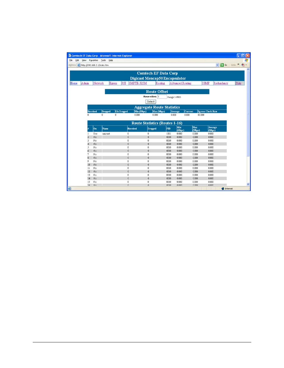 10 route statistics | Comtech EF Data CME-5000 Manual User Manual | Page 56 / 90