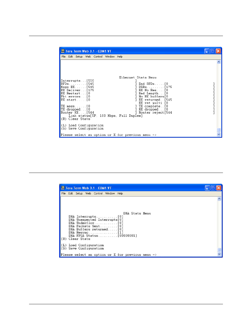 2 ethernet stats menu, 3 dma stats menu | Comtech EF Data CME-5000 Manual User Manual | Page 61 / 90