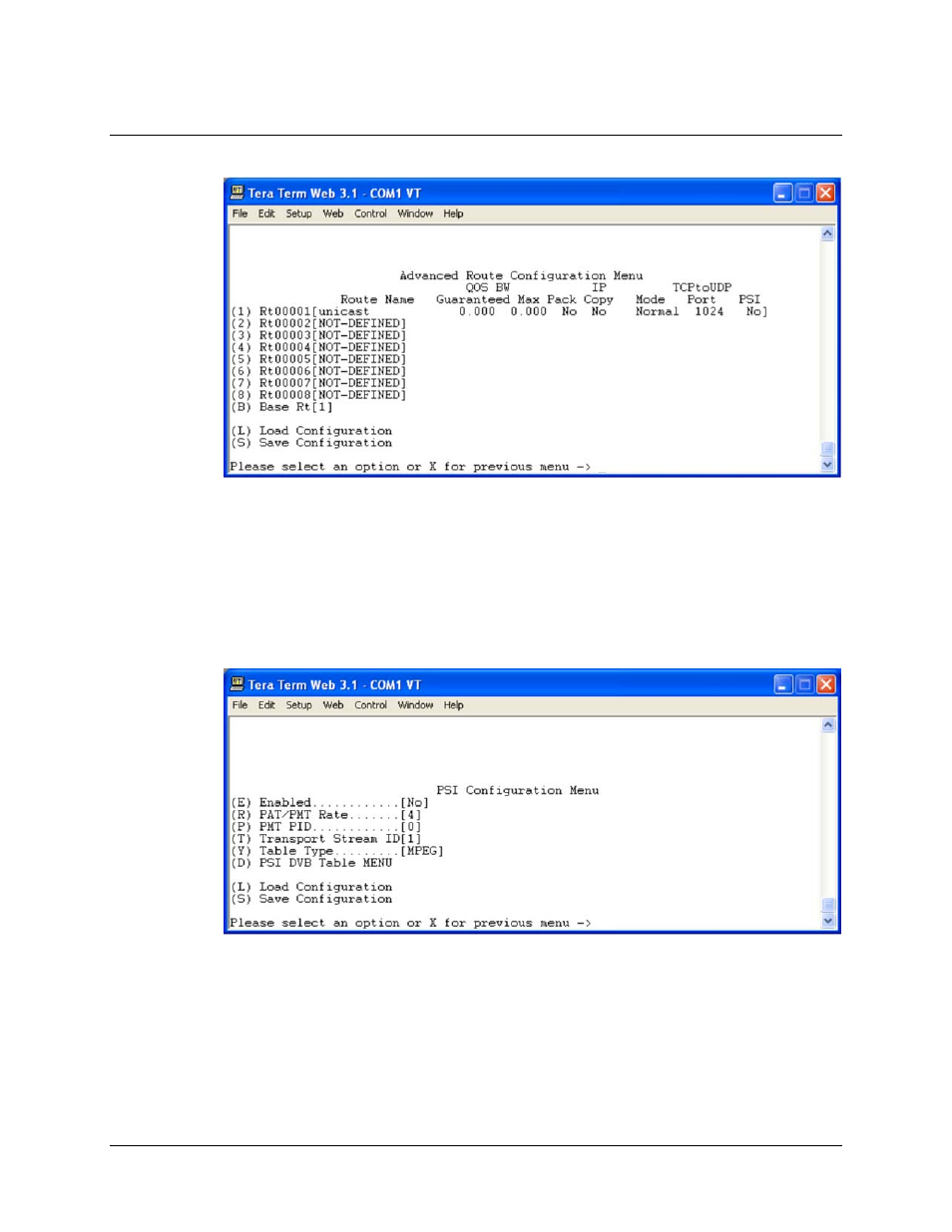 1 advanced route configuration menu, 9 psi configuration menu | Comtech EF Data CME-5000 Manual User Manual | Page 64 / 90