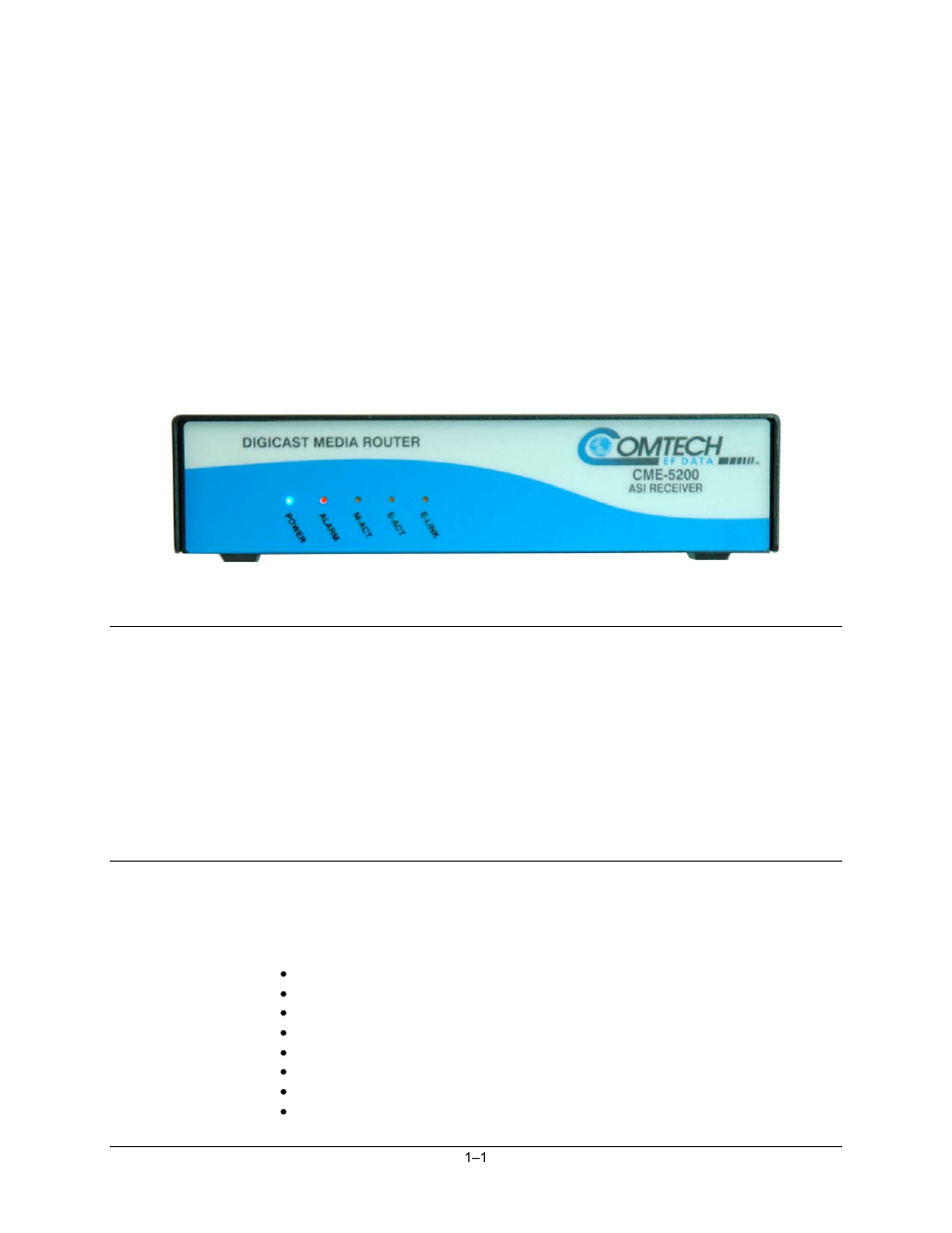 Chapter 1. introduction, 1 introduction, 2 standard features | Comtech EF Data CME-5200 Manual User Manual | Page 13 / 54