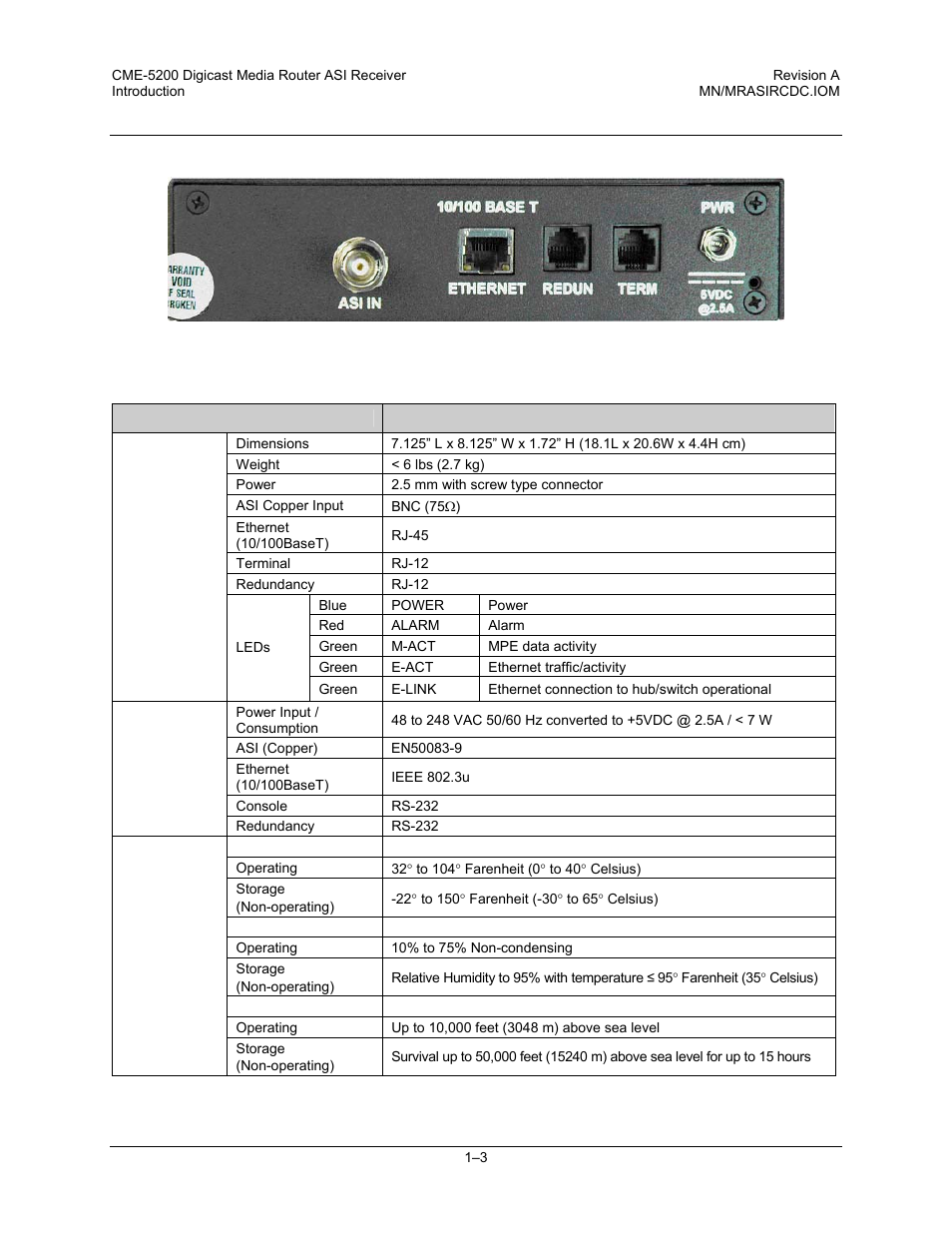 5 specifications | Comtech EF Data CME-5200 Manual User Manual | Page 15 / 54