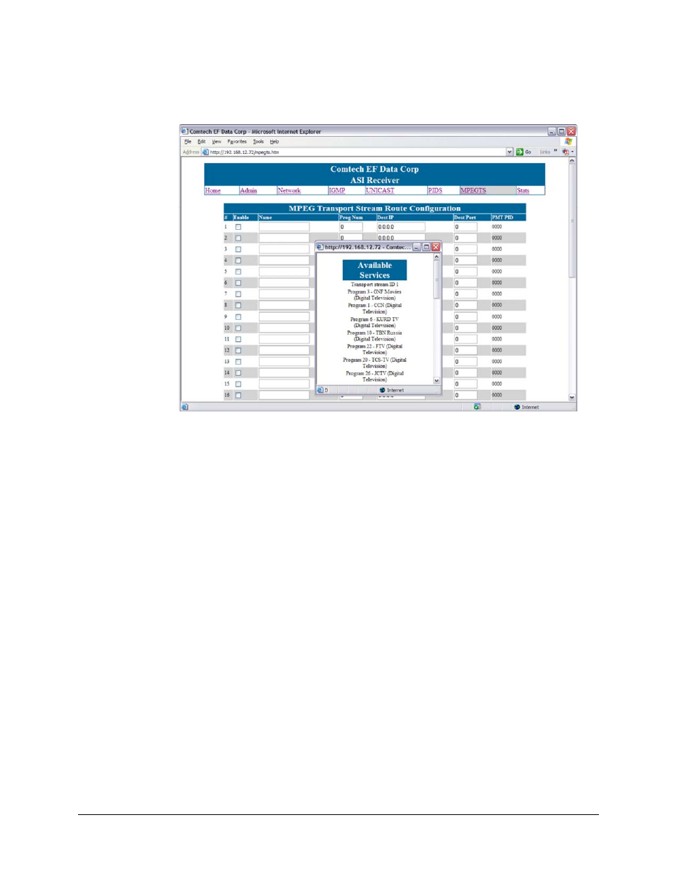 6 mpeg transport stream route configuration | Comtech EF Data CME-5200 Manual User Manual | Page 30 / 54