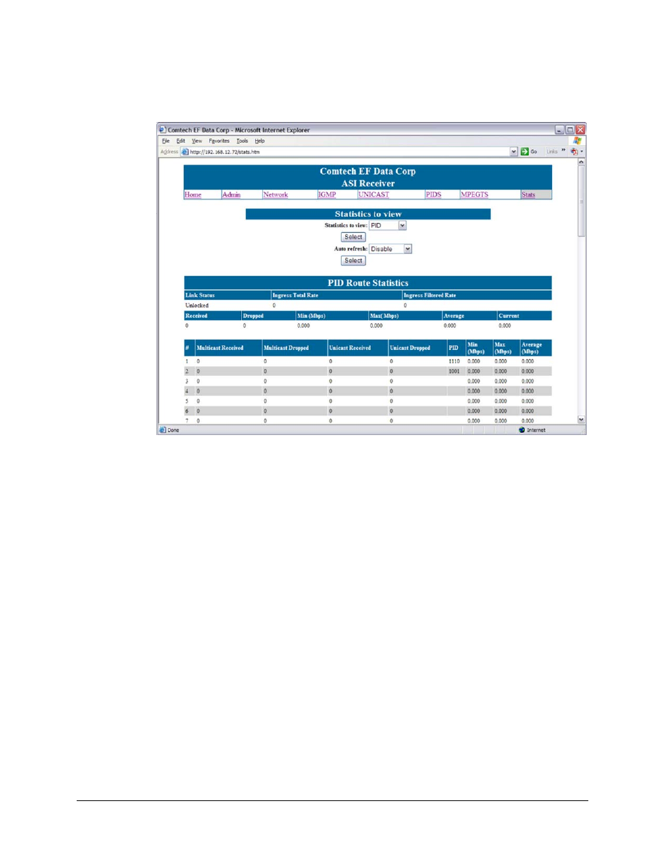 7 statistics | Comtech EF Data CME-5200 Manual User Manual | Page 31 / 54