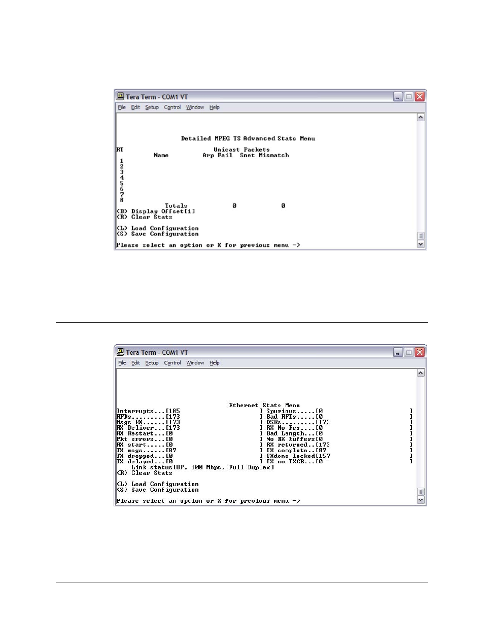 2 detailed mpeg ts advanced stats menu, 4 ethernet stats menu | Comtech EF Data CME-5200 Manual User Manual | Page 41 / 54