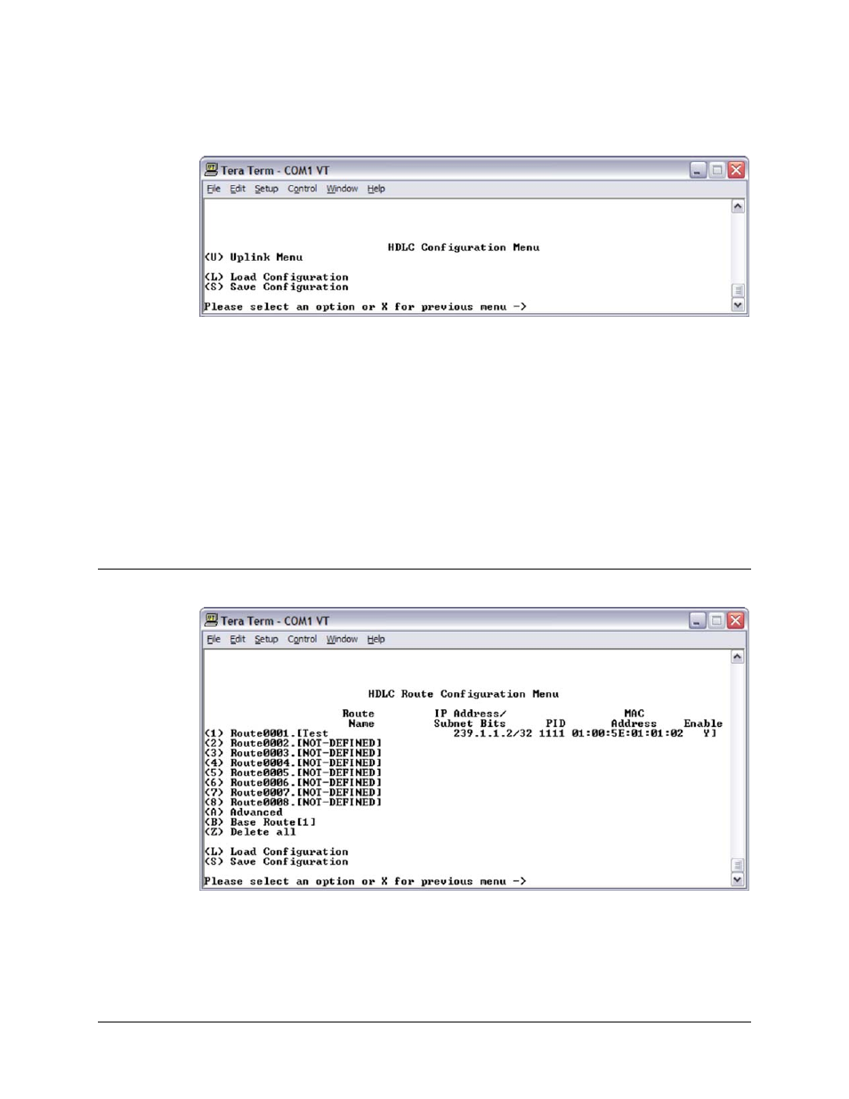 3 hdlc configuration menu, 1 (uplink) hdlc route configuration menu | Comtech EF Data CMR-5910 Manual User Manual | Page 39 / 82