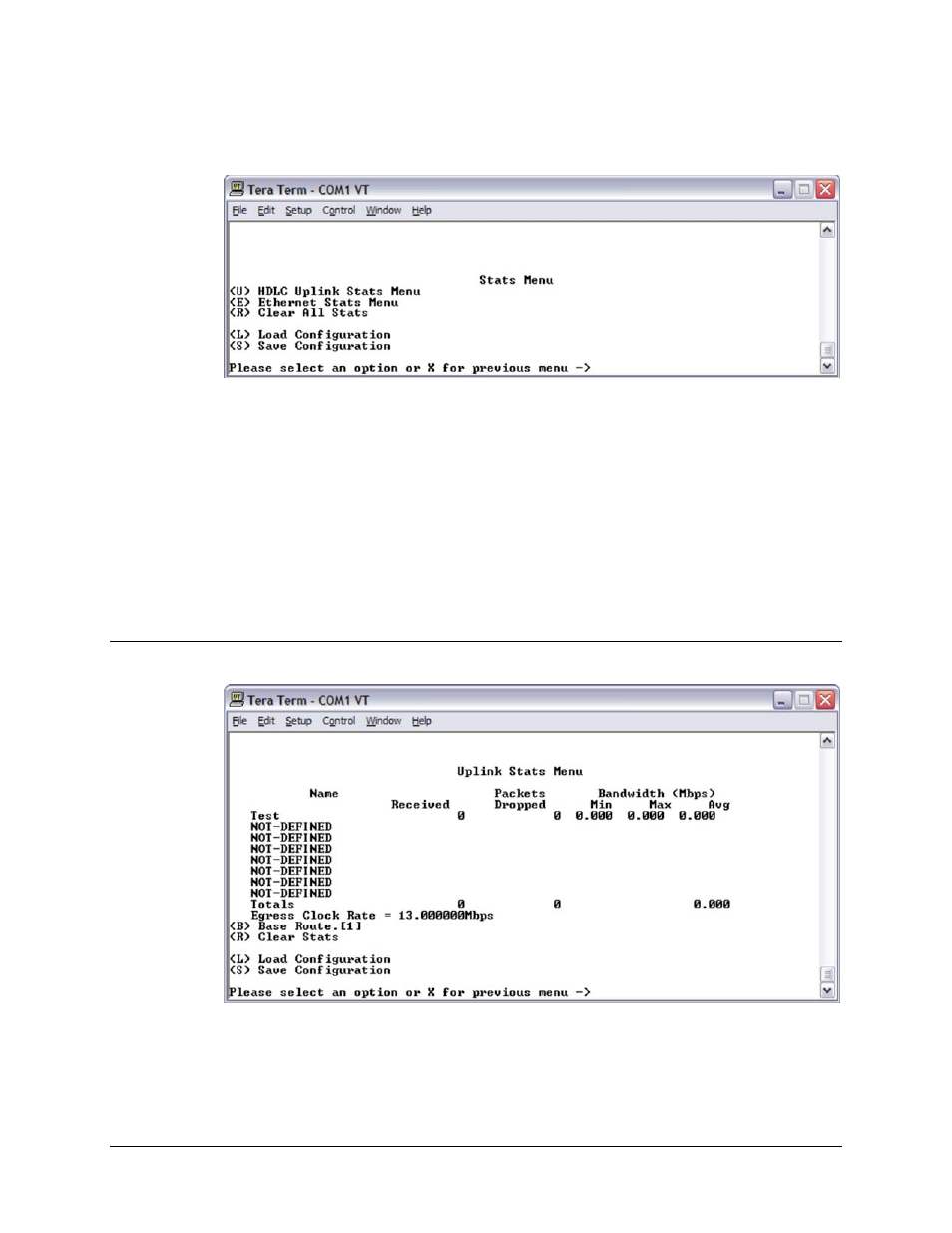 5 stats (statistics) menu, 1 hdlc uplink stats menu | Comtech EF Data CMR-5910 Manual User Manual | Page 41 / 82