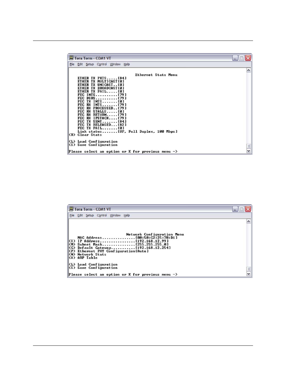 2 ethernet stats menu, 6 network configuration menu | Comtech EF Data CMR-5910 Manual User Manual | Page 42 / 82