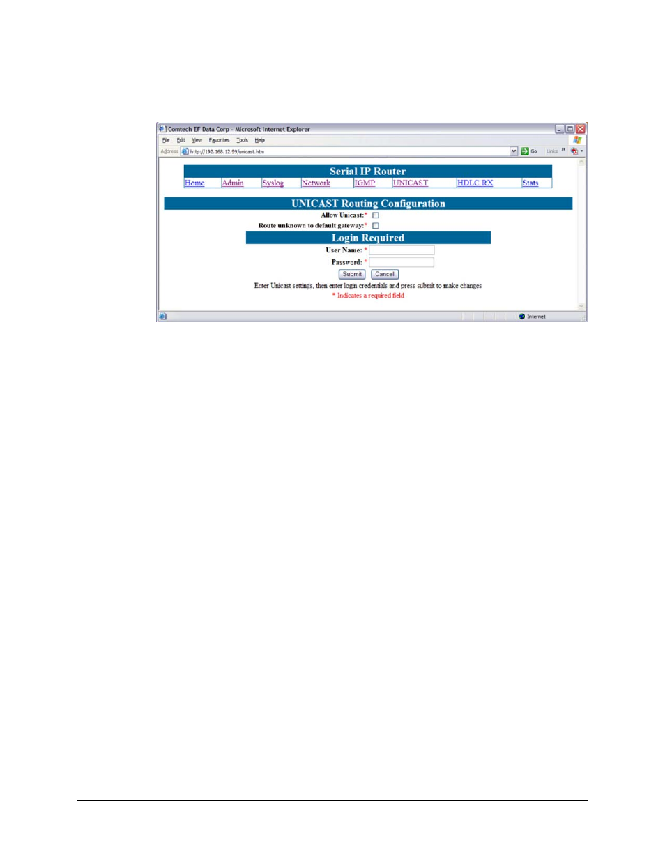 5 unicast routing configuration | Comtech EF Data CMR-5910 Manual User Manual | Page 53 / 82