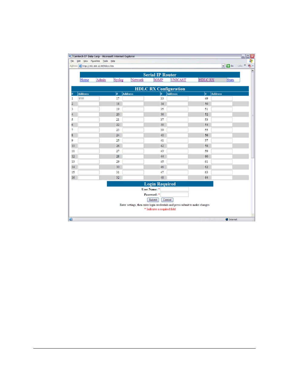 6 hdlc rx configuration | Comtech EF Data CMR-5910 Manual User Manual | Page 54 / 82