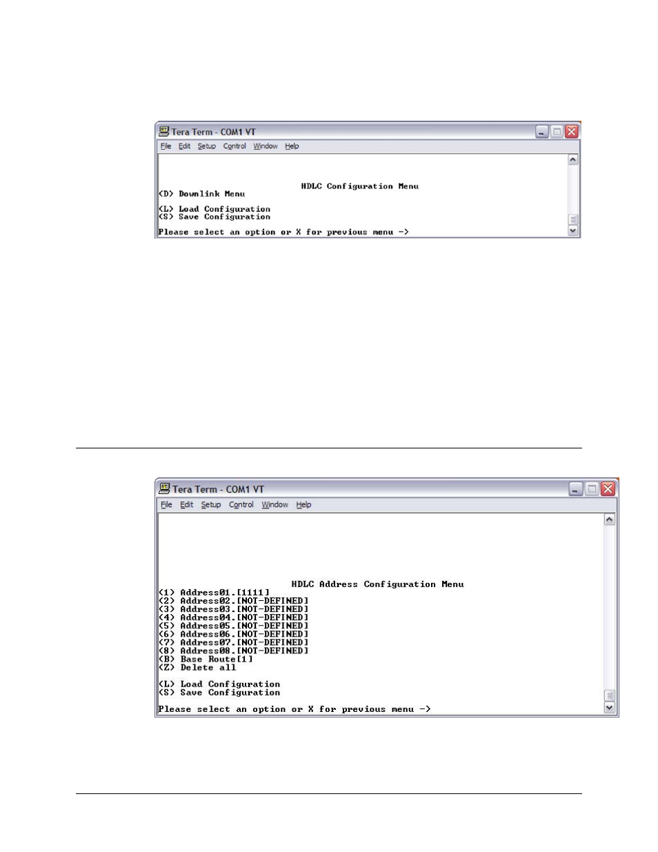 3 hdlc configuration menu, 1 (downlink) hdlc address configuration menu | Comtech EF Data CMR-5910 Manual User Manual | Page 58 / 82