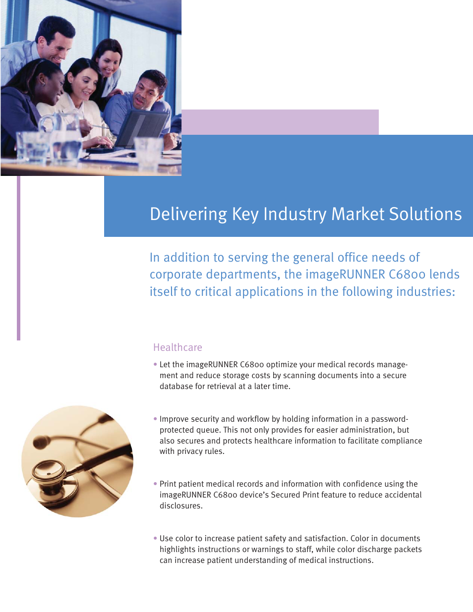 Delivering key industry market solutions | Canon C6800 User Manual | Page 9 / 16