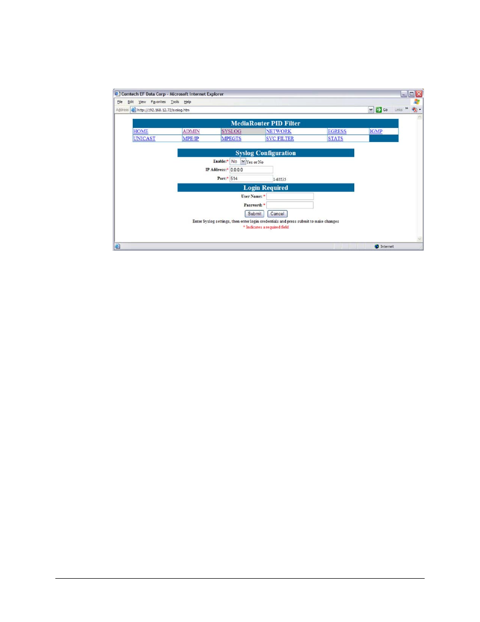 2 syslog configuration | Comtech EF Data CMR-5930 Manual User Manual | Page 28 / 60