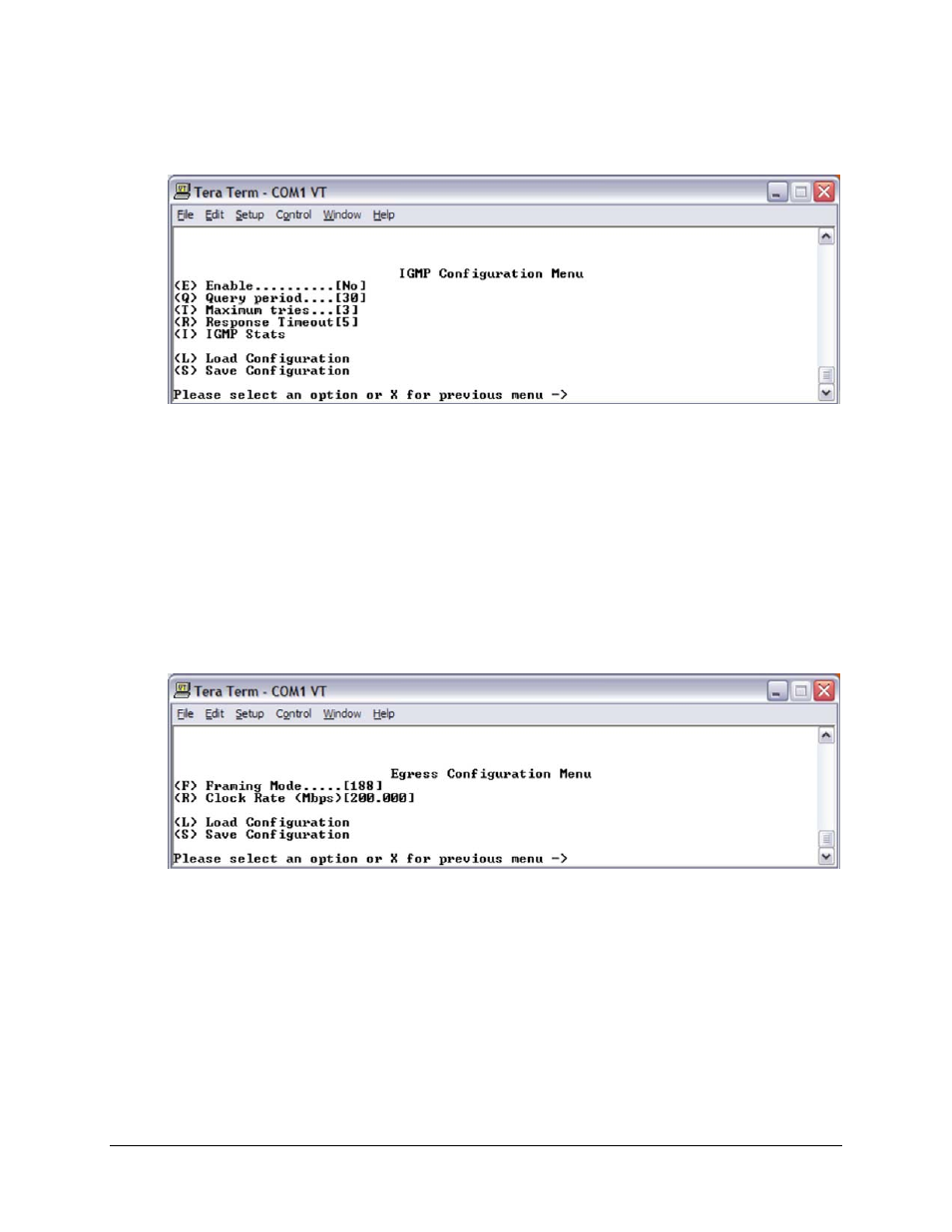 4 igmp configuration menu, 5 egress configuration menu | Comtech EF Data CMR-5930 Manual User Manual | Page 41 / 60