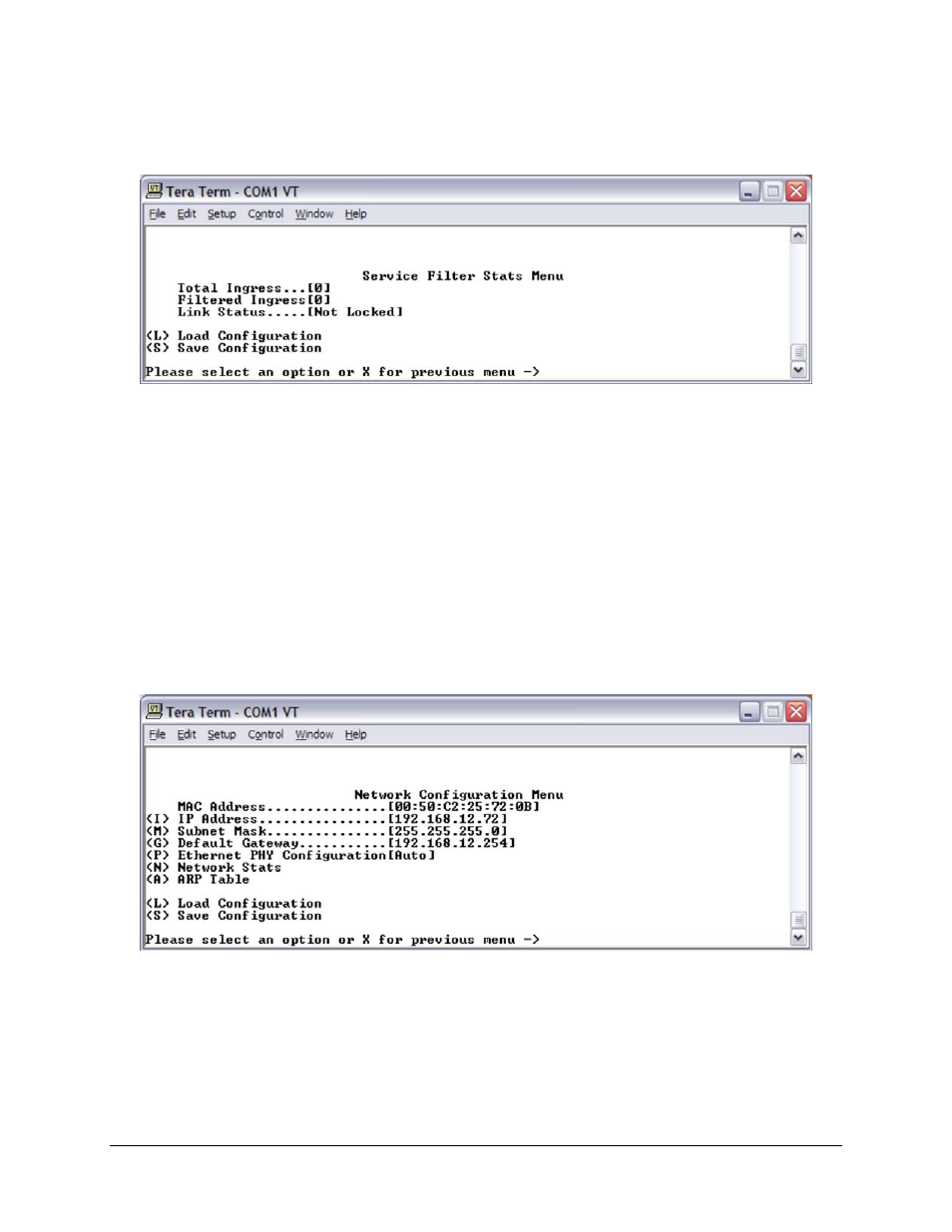 3 service filter stats menu, 7 network configuration menu | Comtech EF Data CMR-5930 Manual User Manual | Page 47 / 60