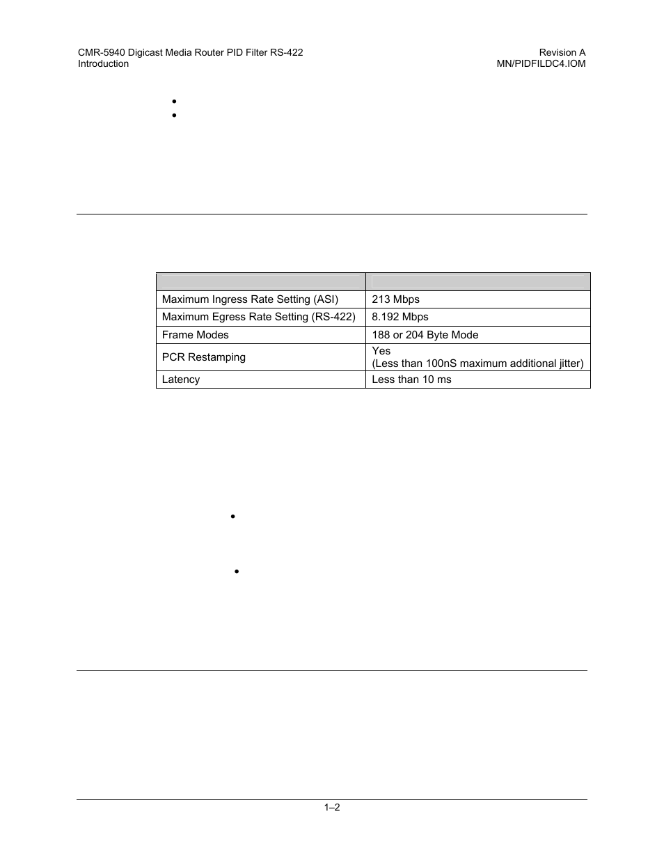 3 performance, 1 asi-to-rs-422 support, 4 configuration | Comtech EF Data CMR-5940 Manual User Manual | Page 14 / 60