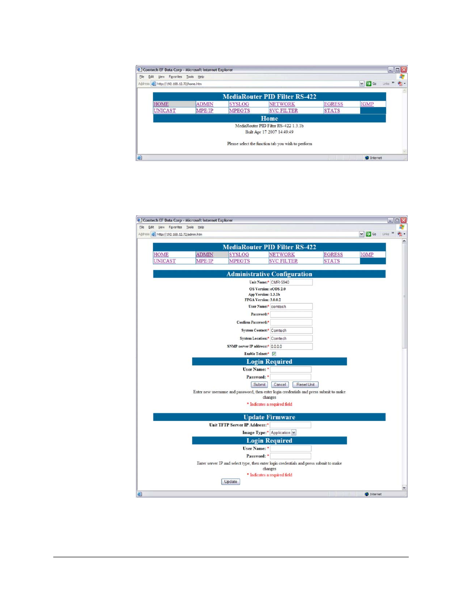 1 administrative configuration | Comtech EF Data CMR-5940 Manual User Manual | Page 26 / 60